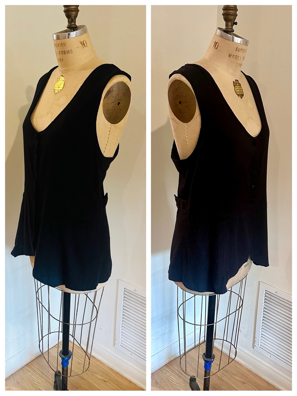 FREE PEOPLE Millie Linen Vest in Black, LG, NWOT